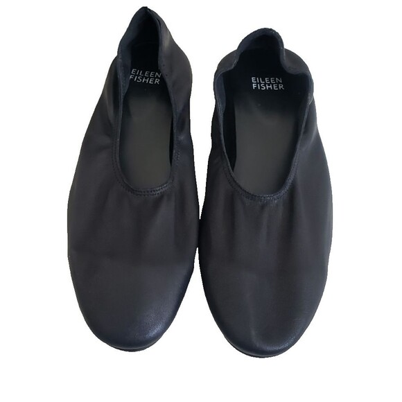 Eileen Fisher Women’s Slip On Shoes Black Leather flats Size 7 - Picture 1 of 11